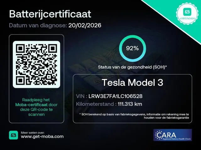 Tesla Model 3 Standard RWD Plus 60 kWh 1e EIG. SOH 92%!! GARANTIE TOT 2031* PARKEERSENSOREN V+A . PA...