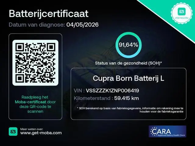 CUPRA Born Adrenaline One 62 kWh 204 pk | SOH 91,64% | Navigatie | Parkeersensoren | Achteruitrijcam...