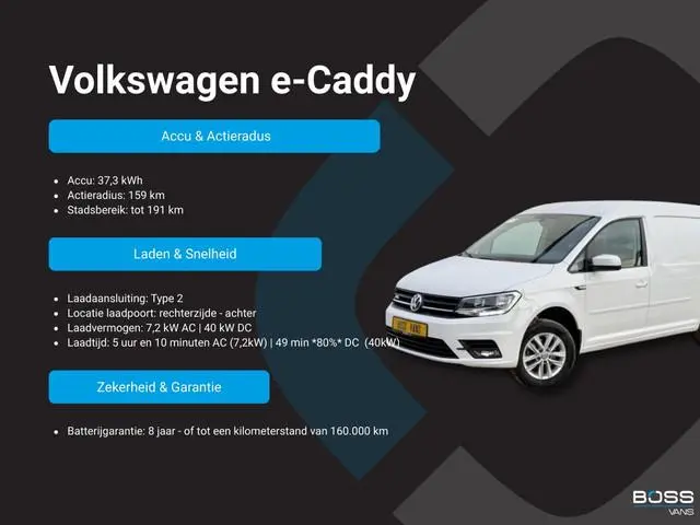 Volkswagen e-Caddy 37kWh 113PK L2 Elektrisch Caddy ABT Maxi 37,3kWh 159km WLTP LED Snelladen Trekhaa...