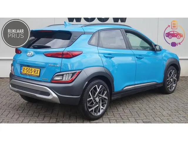 Hyundai Kona 1.6 HYBRID Premium Automaat Schuif-Kanteldak Stoelverstelling | Leder | HUD | Navigatie...