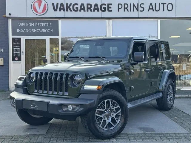 Jeep Wrangler Unlimited 4xe 380 80th Anniversary |SARGE GREEN|TREKHAAK|CAMERA V+A|STUUR+STOELVERW.|L...